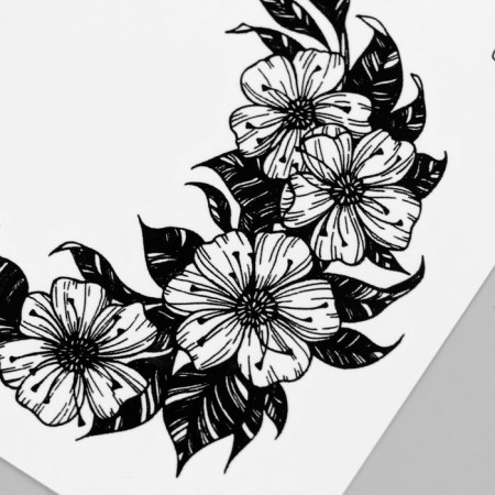 Tattoo on the body black "crescent from flowers" 8x7.5 cm-2