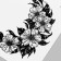 Tattoo on the body black "crescent from flowers" 8x7.5 cm