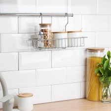 Rectangular railway shelf, 1 tier, 30 × 12 × 20.5 cm, d = 25 mm, chromium color