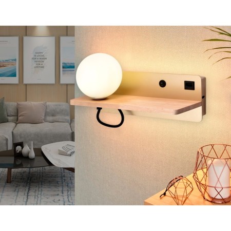 Wall lamp with a switch, USB port and Ambrella Light, Wall, FW520, G9, 4200K, Gold, Light Wood-2