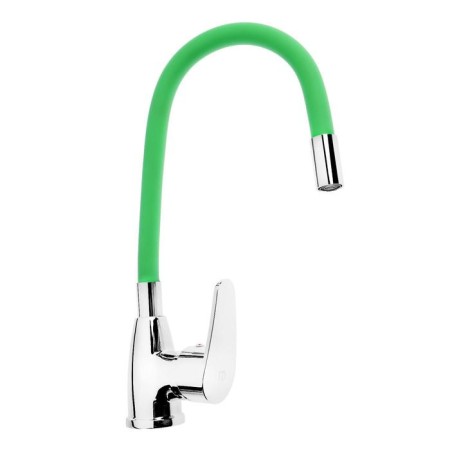 ROEGEN RC014G kitchen mixer, single -leaf, flexible surge, zinc, light green, chromium