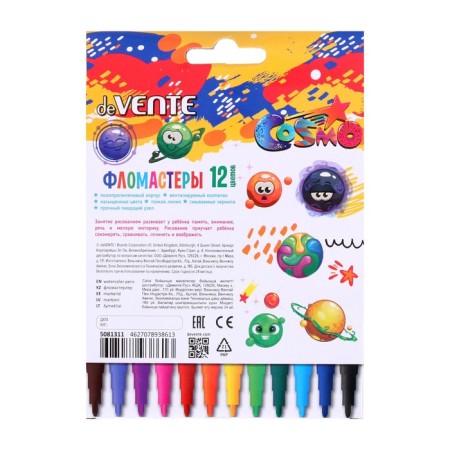 Flomasters 12 colors, Devente Cosmo, ventilated cap-5