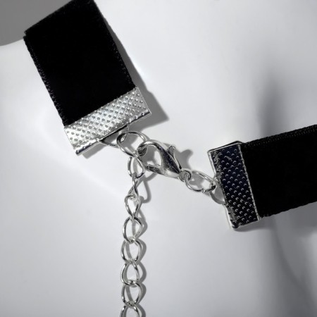 Choker "Strazinka" rhombus, white color in silver, 33 cm-2