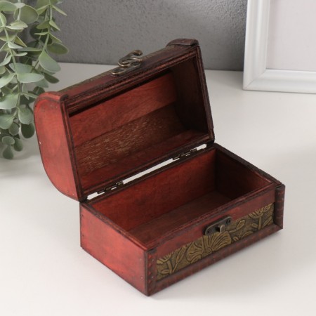 Casket wood chest with a “flowering” handle 8.4x14.5x8.7 cm-3