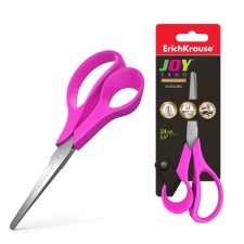 Children's scissors 14 cm, Erichkrause Joy Ergo, with rounded ends of blades and ruler, mix