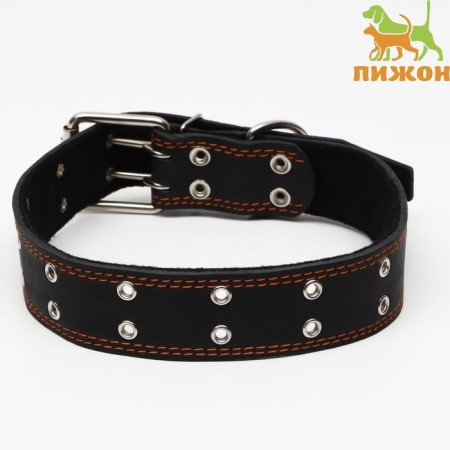 Leather collar on synthetic winterizer, dimensionless, 83 x 4.5 cm, Osh 20-71 cm, black