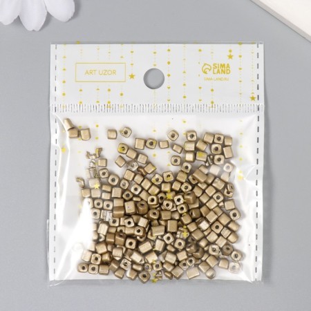 Cube glass 4x4 mm "metallic. Light gold" set of 20 g-2