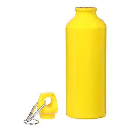 Water bottle, 500 ml, aluminum case, plastic, yellow-2
