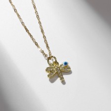 Pendant-cooker “mini” Dragonfly, eye, white-blue color in silver, 38 cm