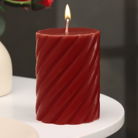 Candle-cylinder aromatic twisted "Cherry", 7.5x10 cm