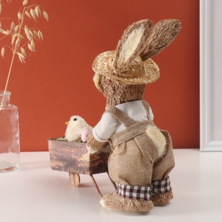 Decor "Bunny with a chicken in a cart" 10x30x27 cm-1
