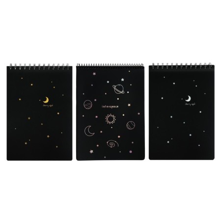 A5 sketchbook, 30 black sheets on the crest, "Moon", solid substrate, density 110 gr., Mix