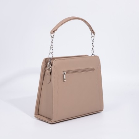Women's bag El Masta with a zipper, external pocket, long belt, beige color-1