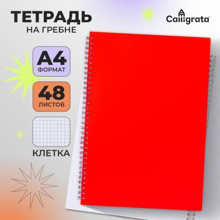 Notebook on the crest A4 48 sheets in the Calligrata cage red, plastic cover, OFSET block