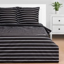 Bedding Ethel Duet Black Stripes 143x215 cm-2pcs, 220x240 cm, 70x70cm-2pcs, 100% cotton, trunks