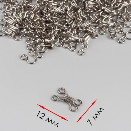 Sewing hook No. 1, 12 × 7 mm, 100 pcs, silver color