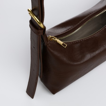 Bag Women's Baget with zipper, brown color-5