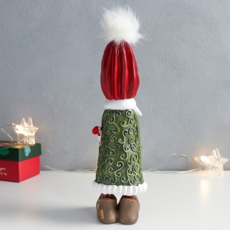 Souvenir Polystone "Santa - Fakir in green fur coat" 7x8x24 cm-2