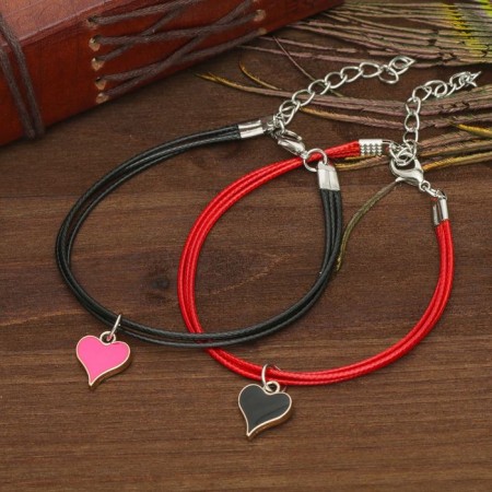 Bracelets "Demetrons" Heart, black-red color, l = 17 cm-3