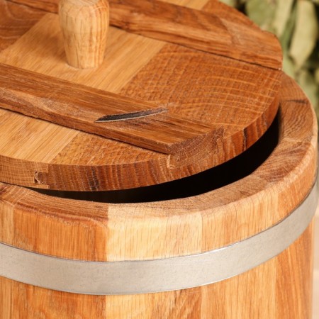 Oak tube, 5l, stainless hoop, with a lid, with a nest-6
