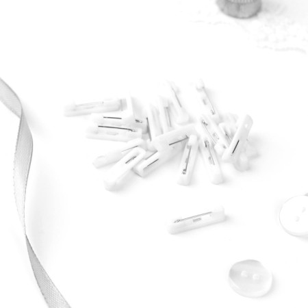 Basket for brooches, 22 mm, 20 pcs, white color-1