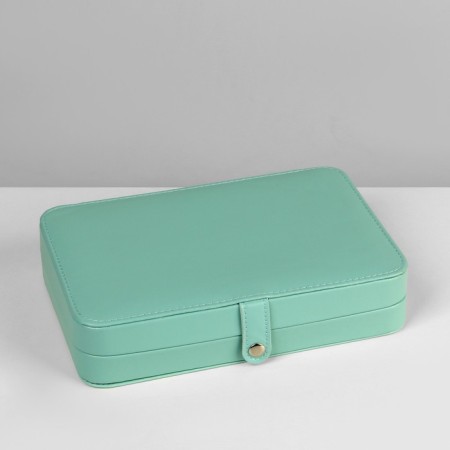 Organizer for jewelry "Portable box", 8 stripes, 4 places, 14 × 21 × 4.5 cm, green color-5