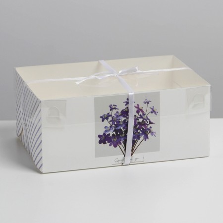 Capcake box, confectionery packaging, 6 cells "for you", 23 x 16 x 10 cm