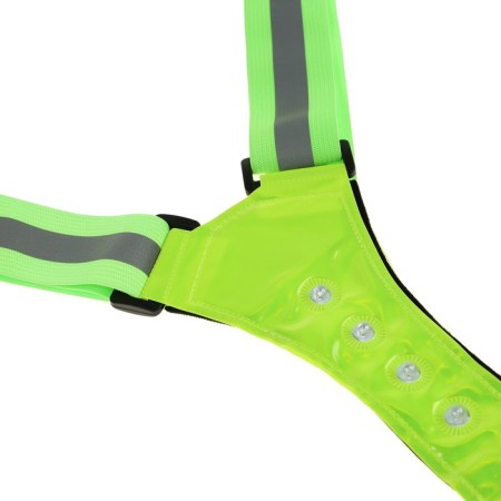 Signal vest, reflecting with adjustable size, light green, LED signal, 4 modes-3