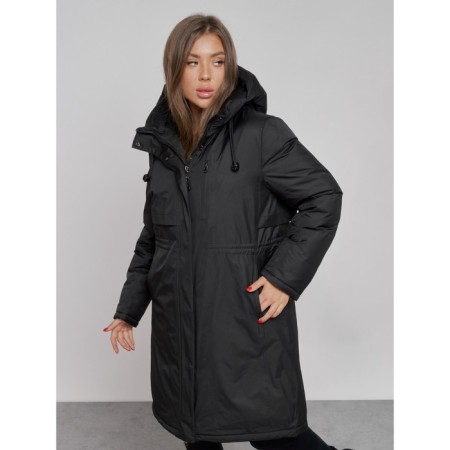 Coat insulated winter female, size 42, black color-11