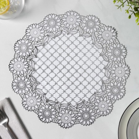 A set of openwork shade "Blooms", 4 pcs, 30 × 30 cm, silver color-3