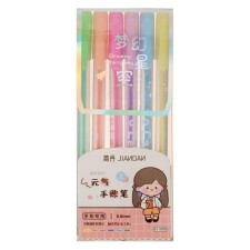 Set of gel pens 6 flowers pastel colors in a blister