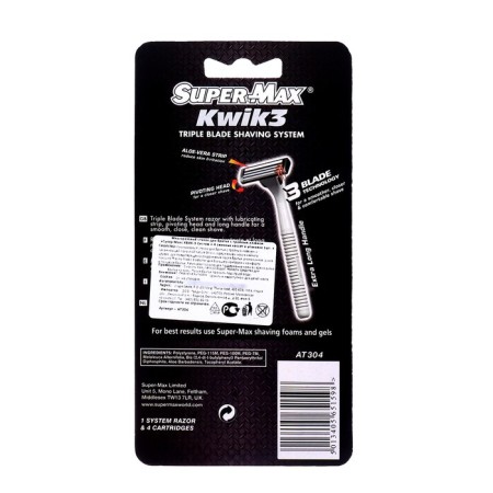 Shaving machine, Super-Max Kwik 3, many times. Station+4 shift cartridge with a triple blade.-1