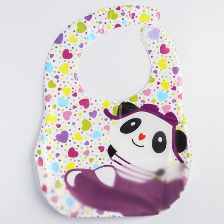 Bibslate for feeding "Fun Panda" waterproof on Velcro, with a pocket, soft-2