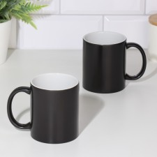Sublimation mug, chameleon, ceramic with a logo, black color, volume 320 ml