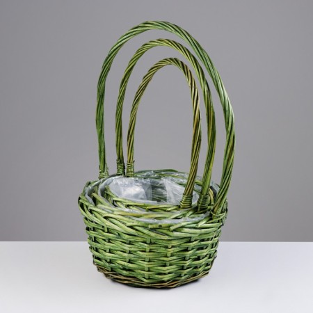A set of baskets, 3 pcs, 28 × 14/45 cm, 24 × 13/41 cm, 19 × 11/37 cm, willow-1