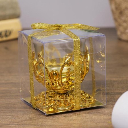 Glass 1 candle "Pattern", golden color-5