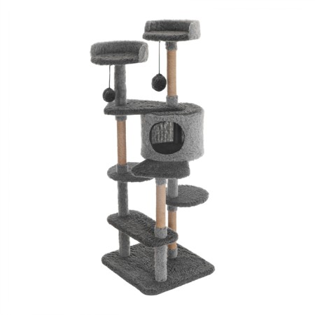 Complex-bog-collapsible, 5-level, 54 x 66 x 142 cm, fur, juts, gray-2