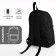 School backpack of textiles with lightning, external pocket, black color