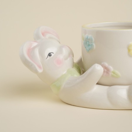 Tea couple ceramic SL Home "Easter rabbits", 2 items: cup, saucer, white color-3