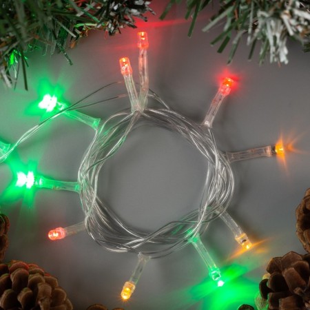 Garland “thread” 1.2 m, IP20, transparent thread, 12 LED, glow of multi, fixing, 220 V