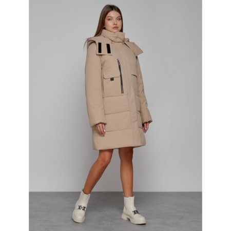 Coat insulated winter female, size 42, color light brown-2