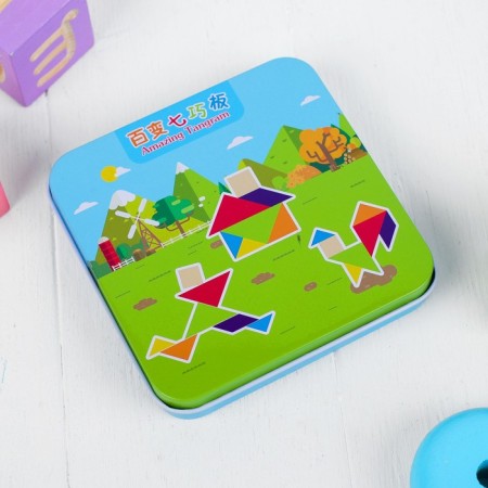 Puzzle "Tangram", in a box, a book with schemes-3