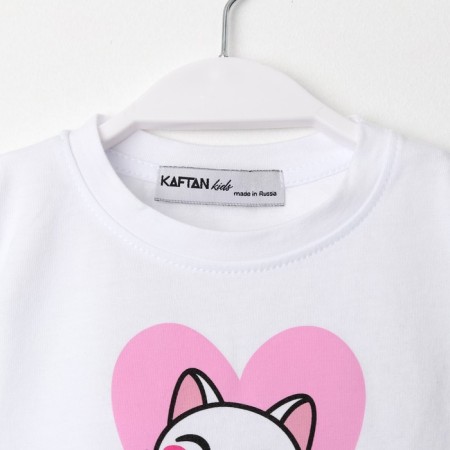 T -shirt Children's shortened KAFTAN "Kotik", p. 34 (122-128 cm), white-4