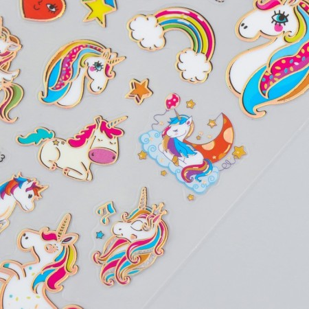 Plastic sticker "Unicorns and hearts" with gold 10.2x20.5 cm-2