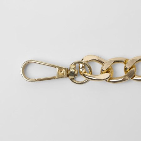 A chain for a bag, with carbines, metal, flat, 18 × 13 mm, 120 cm, gold color-1