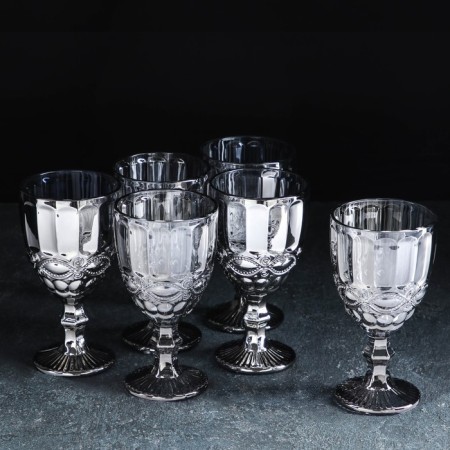Set of glasses of glass "vine", 350 ml, 6 pcs, color gray