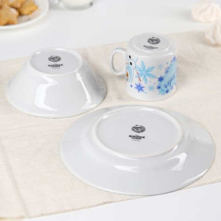 Set of dishes, 3 objects: mug 200 ml, plate 17 cm, salad bowl 350 ml, cold heart-5