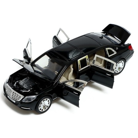Metal machine "Limousine", 1:24, doors, hood, trunk, black color open-5