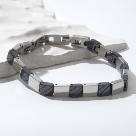 Bracelet Ceramics "Rhythm", black color in silver, 20.5 cm-3