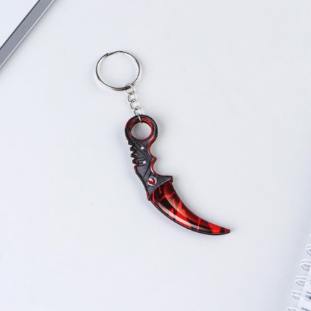 Key keychain wooden "Cerambit", red, 3 x 8 cm-2